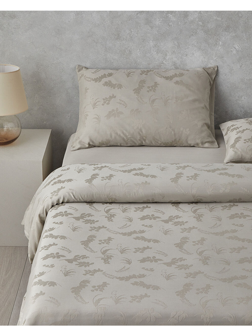 Glare Jakarlı King Size Nevresim Takımı 240x220 cm Bej-1