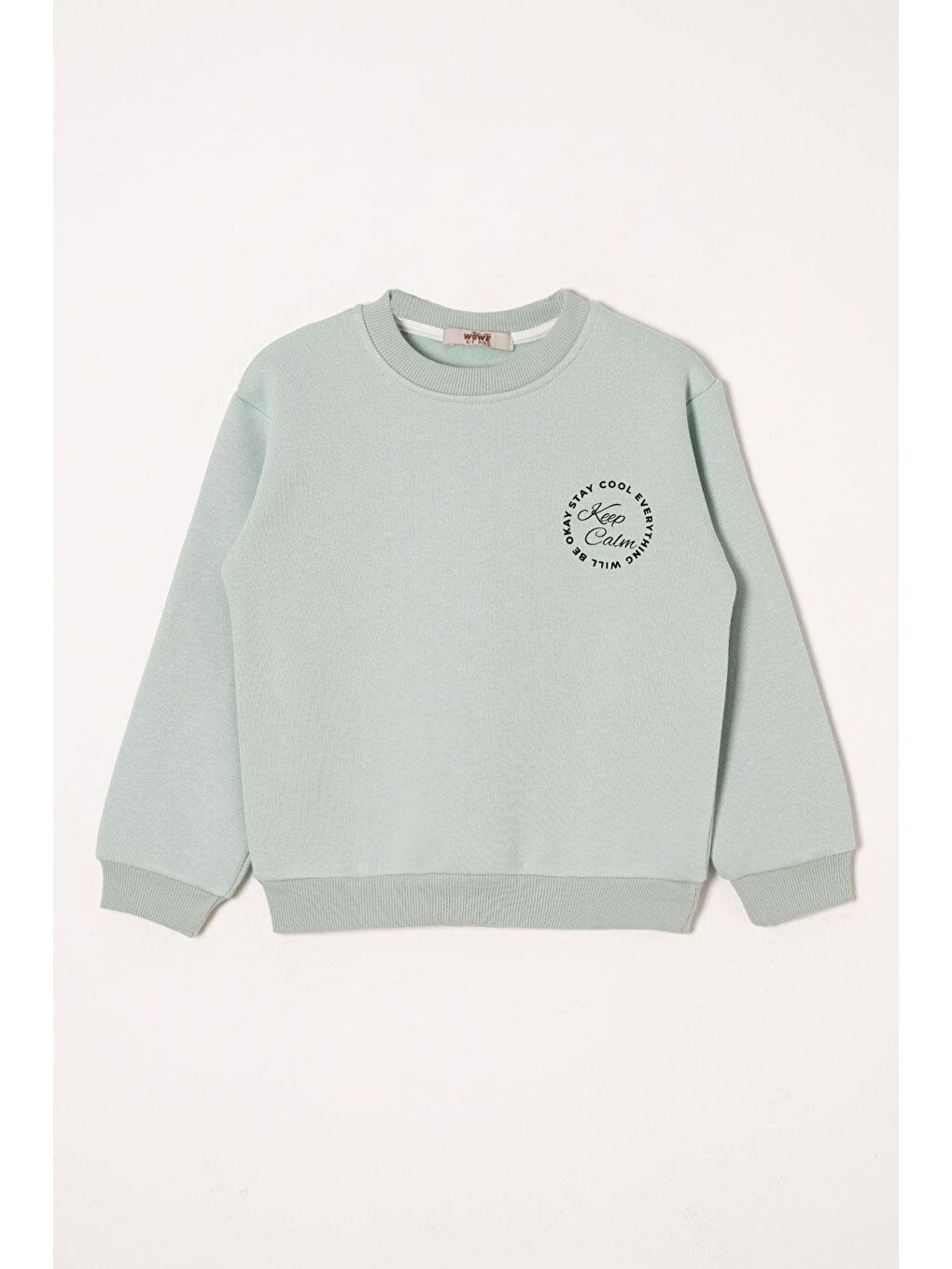 Yeşil Yazı Baskılı Mint Renk Kız Çocuk Sweat