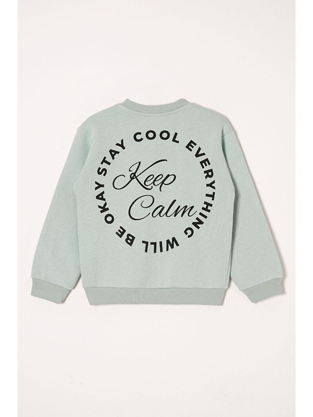 Yeşil Yazı Baskılı Mint Renk Kız Çocuk Sweat-1