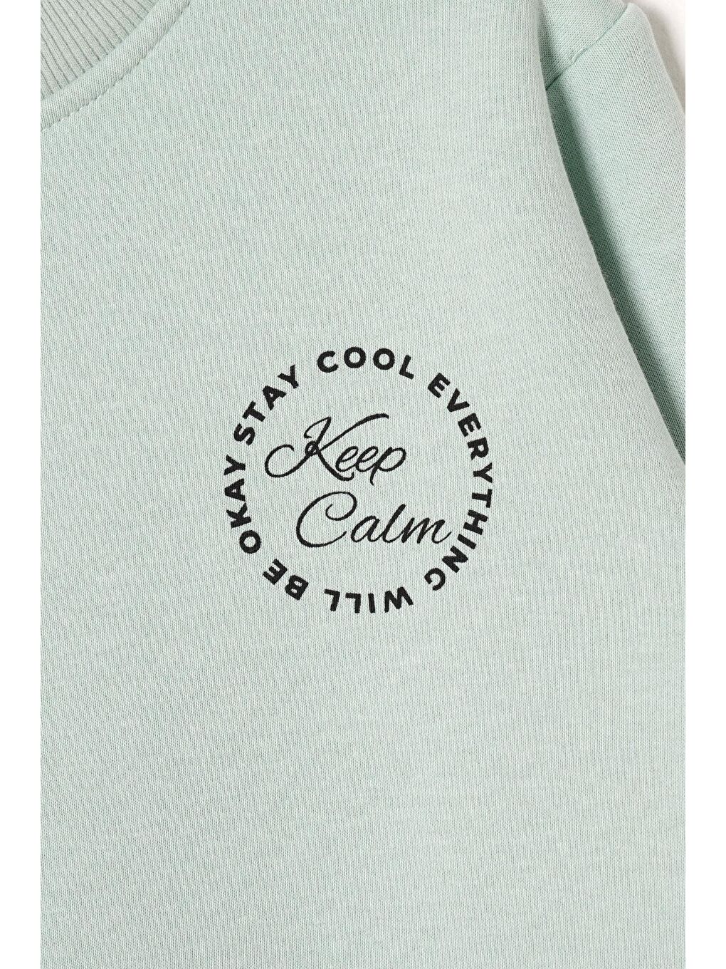 Yeşil Yazı Baskılı Mint Renk Kız Çocuk Sweat-2