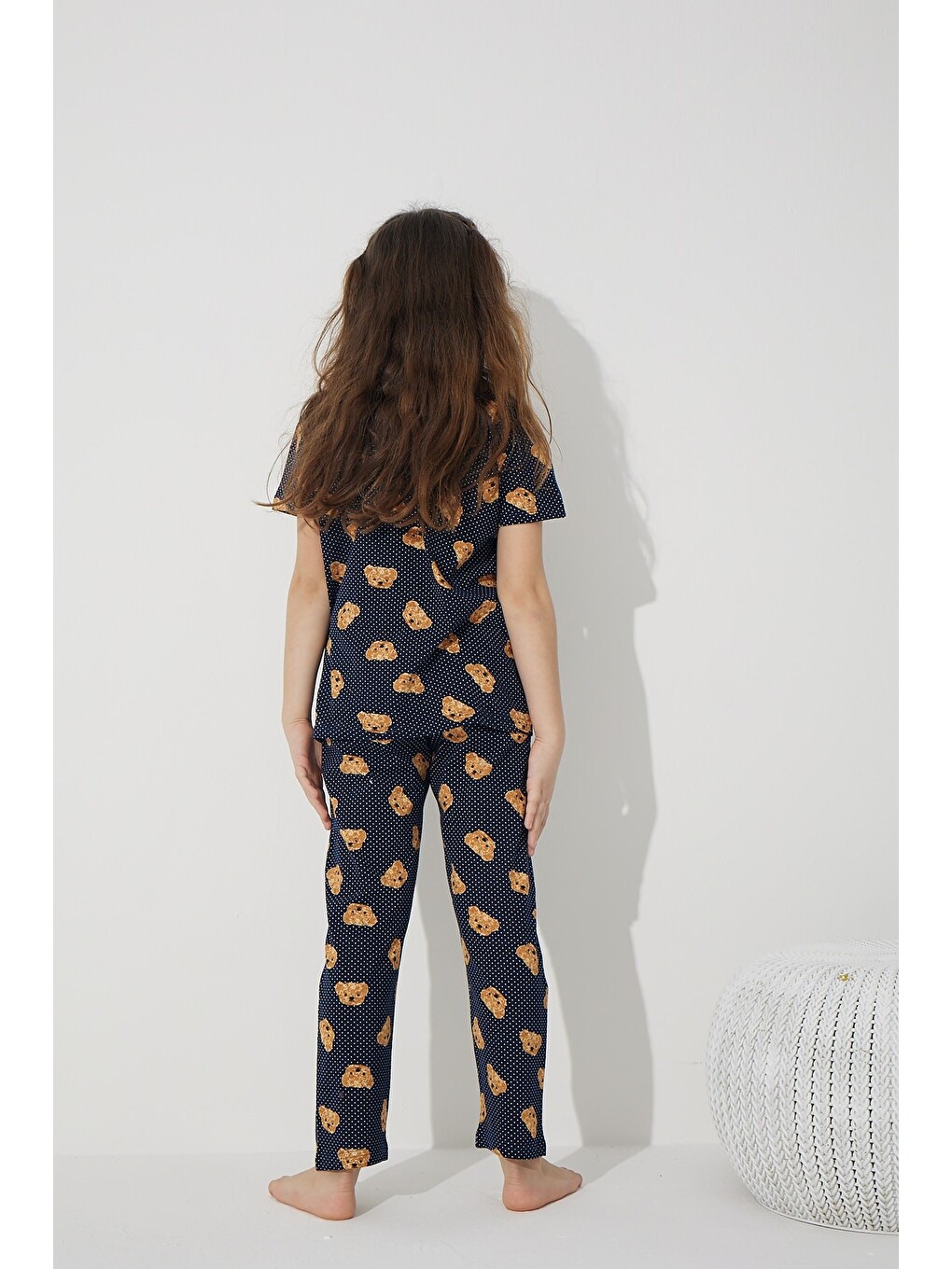 Karışık Pamuklu Elastanlı Düğmeli Pijama Takım-4