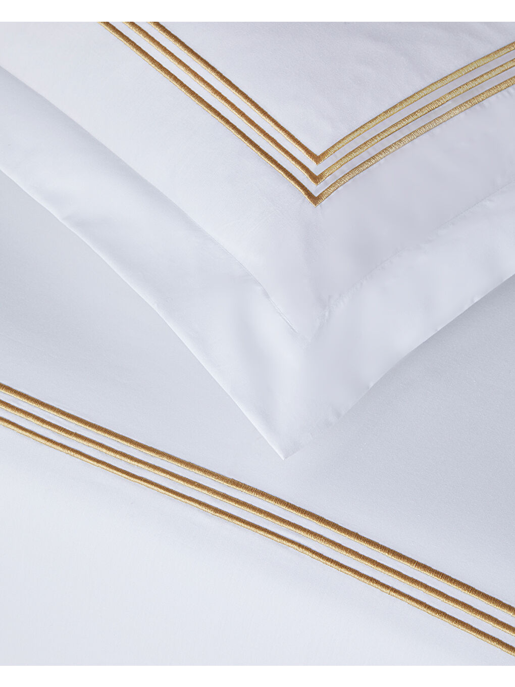 Sarı Modern Frame Nakışlı Perkal Super King Nevresim Takımı 260x220 cm Gold-4