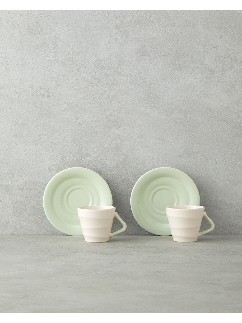 Valora Seramik 4 Parça 2 Kişilik Kahve Fincan Takımı 90 ml Açık Yeşil-1