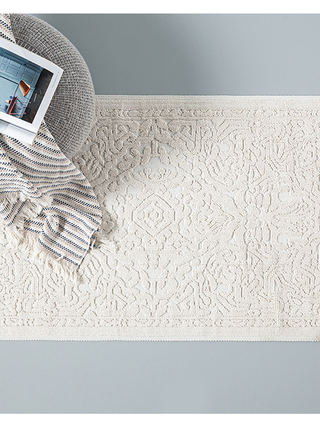 Seana Pamuklu Kilim Beyaz