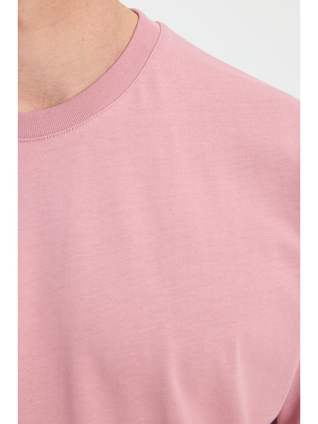 Erkek Boxy Fit Bol Kesim %100 Pamuk Bisiklet Yaka Lila Tişört-5