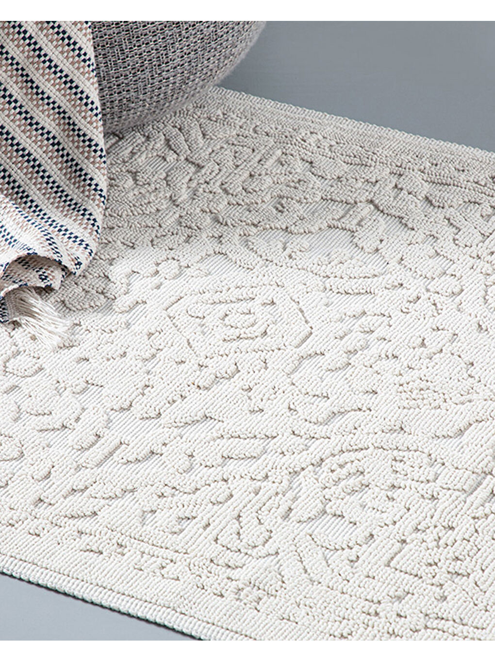 Seana Pamuklu Kilim Beyaz-1