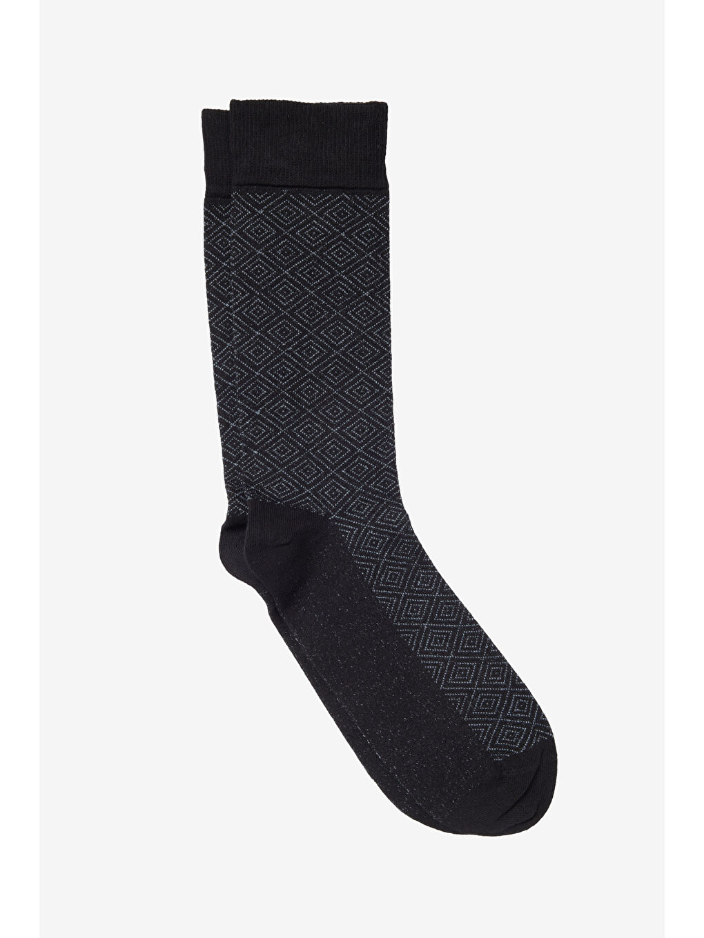 Erkek Siyah-Gri Desenli Pamuklu Soket Çorap-1