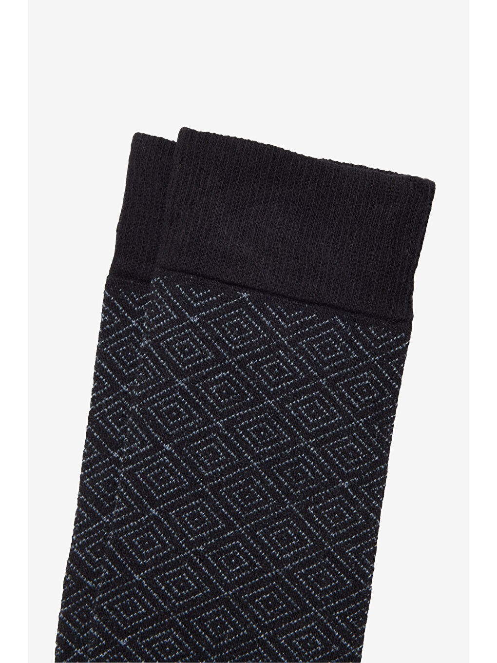 Erkek Siyah-Gri Desenli Pamuklu Soket Çorap-2