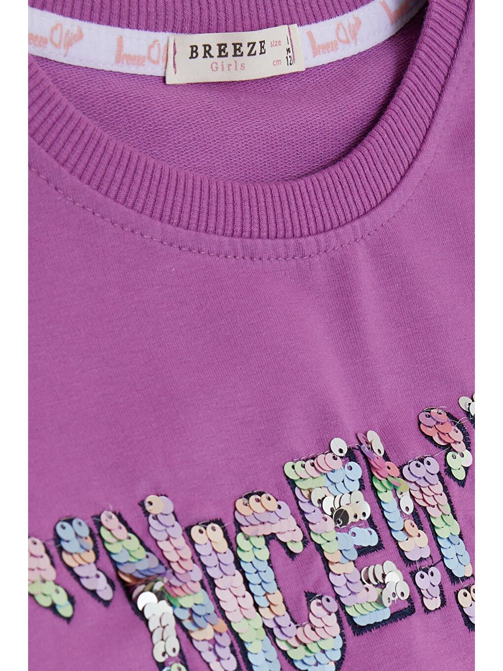 Lila Kız Çocuk Sweatshirt Pullu Yazı Baskılı Eflatun (8-14 Yaş)-2