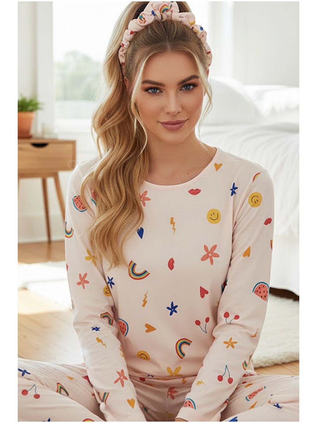 Karışık Pamuklu Örme Pijama Takım