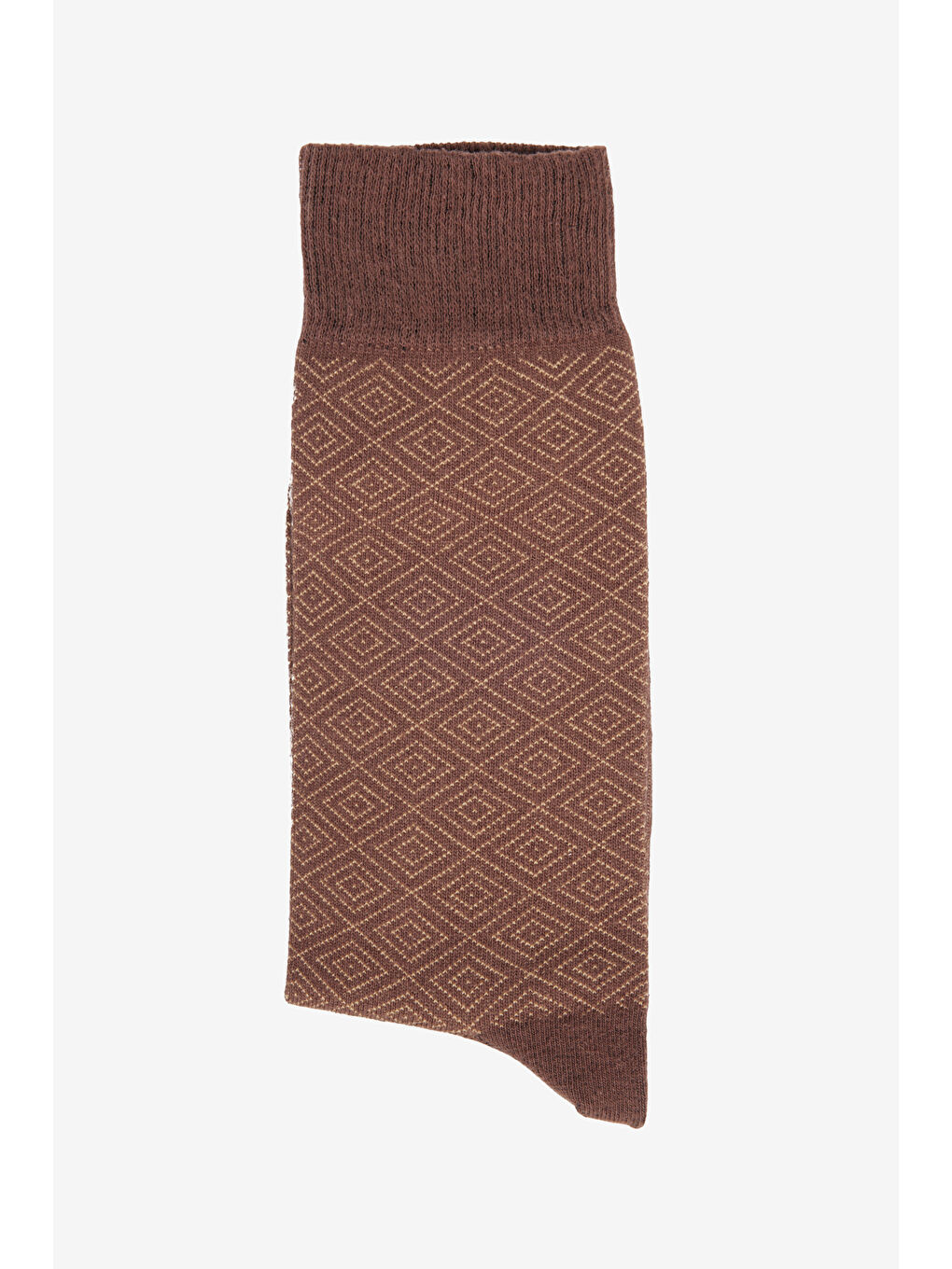Kahverengi Erkek Kahve-Bej Desenli Pamuklu Soket Çorap-1