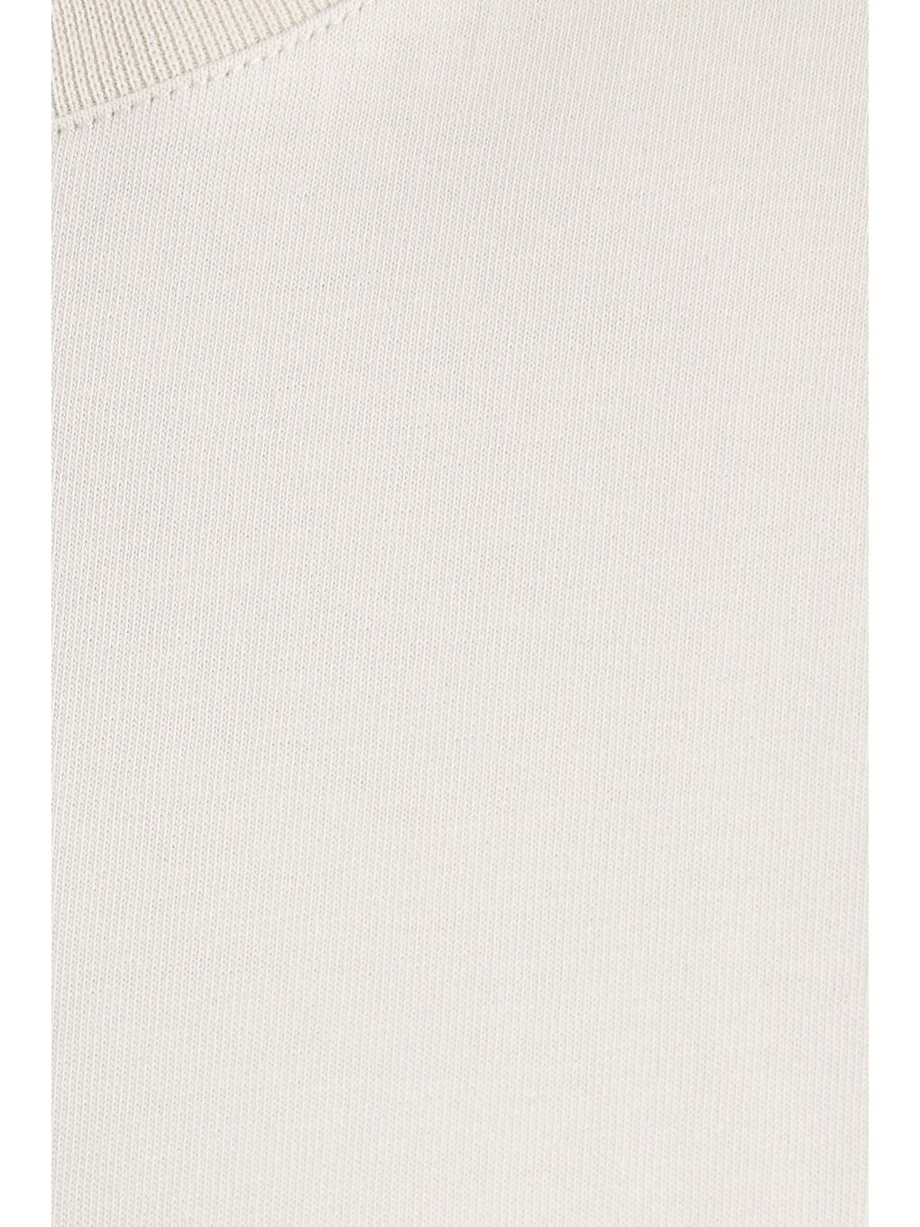 Bej Erkek Boxy Fit Bol Kesim %100 Pamuk Bisiklet Yaka Taş Tişört-5