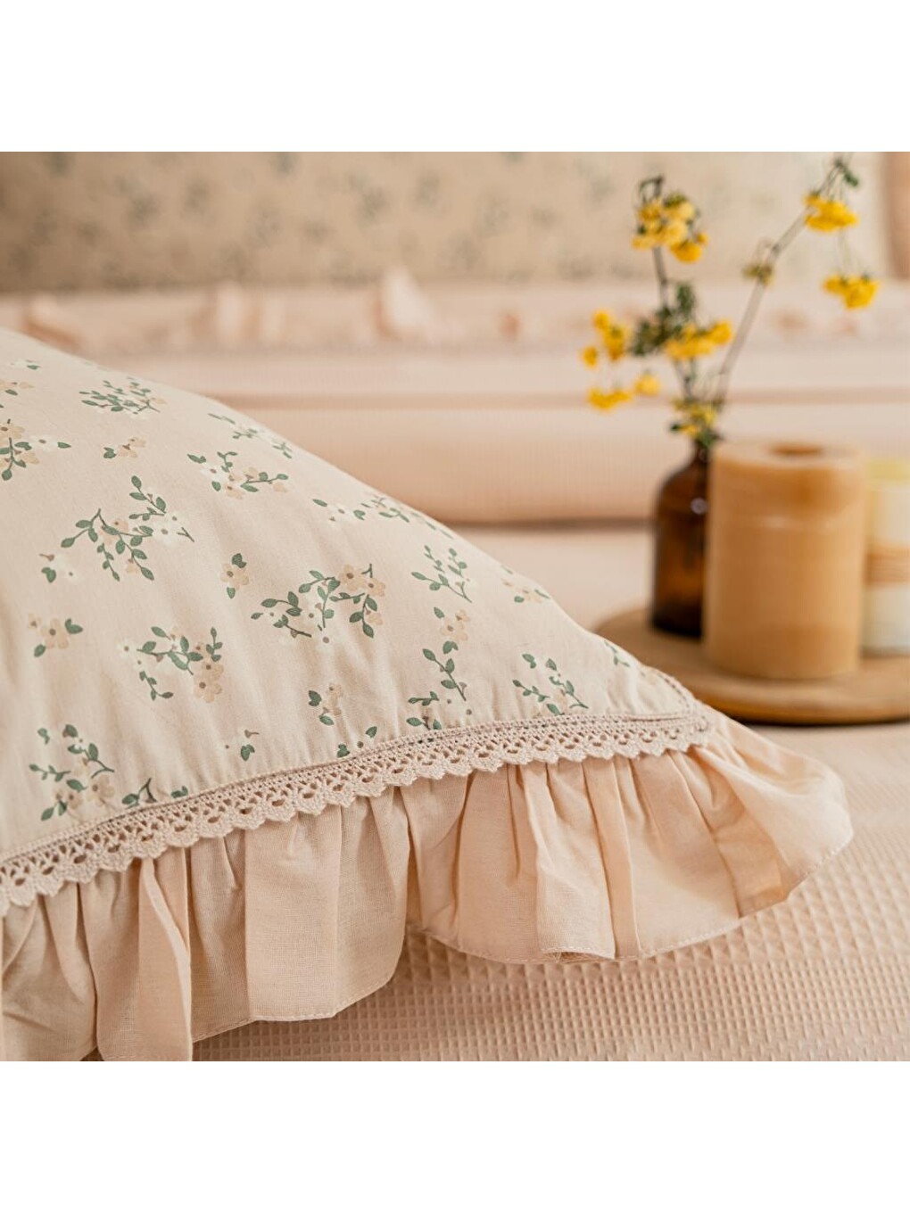 Home Chance Çift Kişilik Pike Takımı 4 Parça-Bej-3