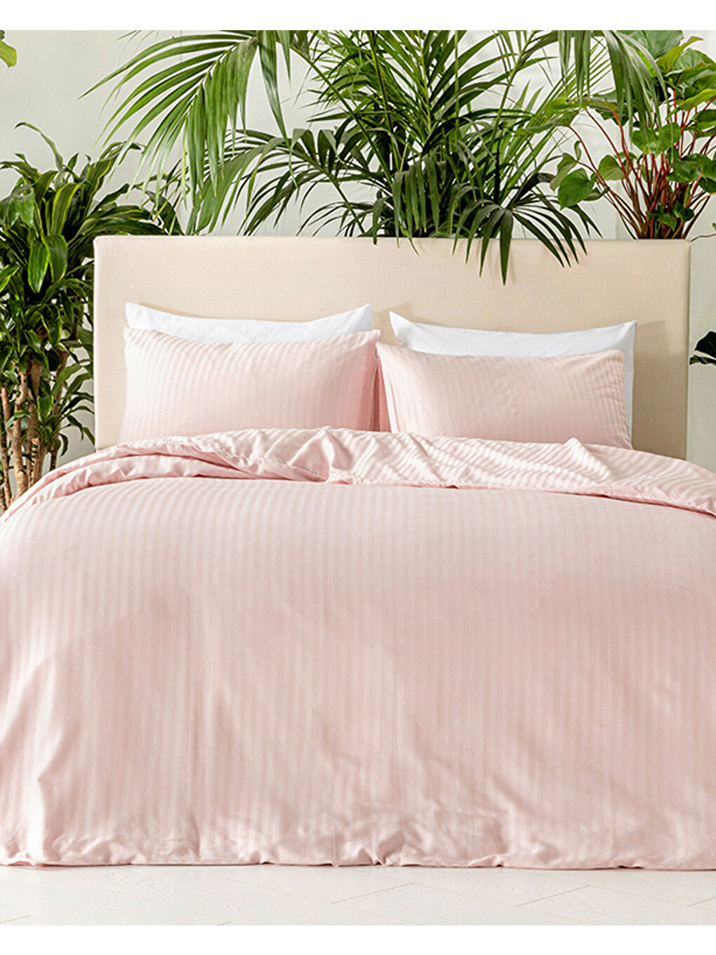 Crystal İpeksi Twill King Size Nevresim Takımı 240x220 cm Pembe