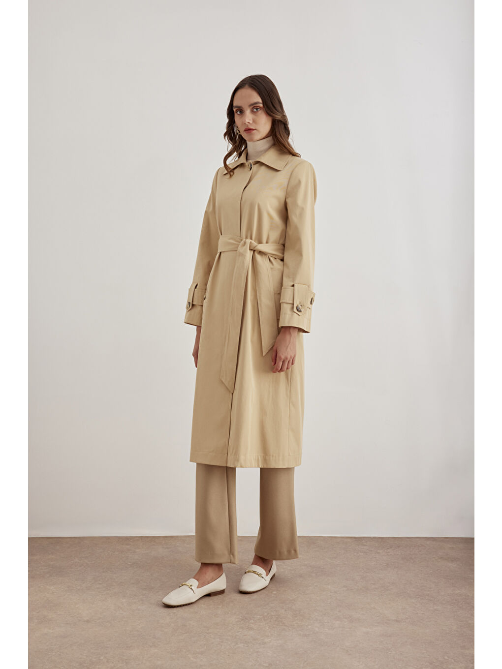 Kahverengi Camel 7174111 Rahat Kesim Trençkot-2