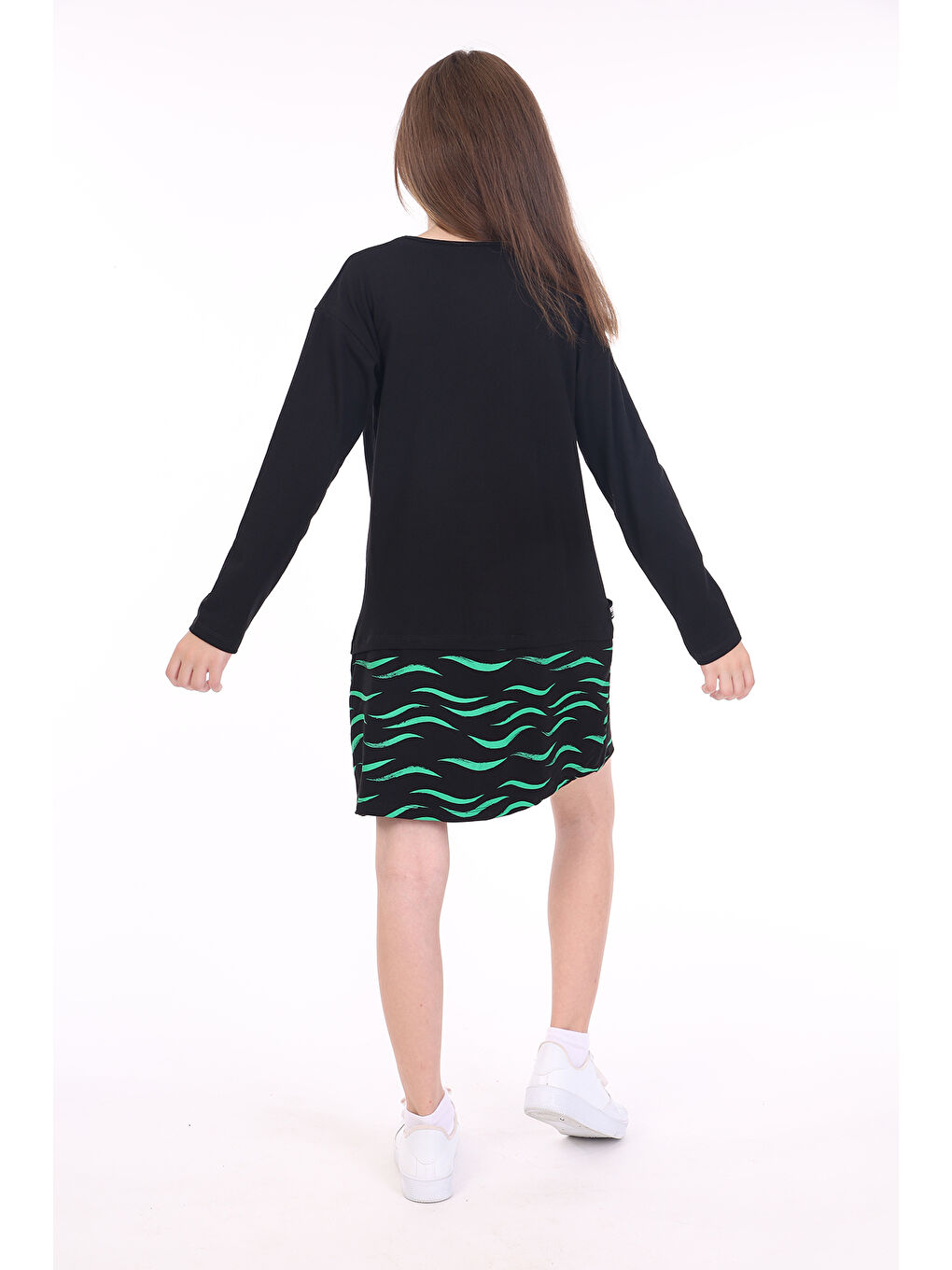 Siyah Kız Çocuk Baskılı Elbise-2