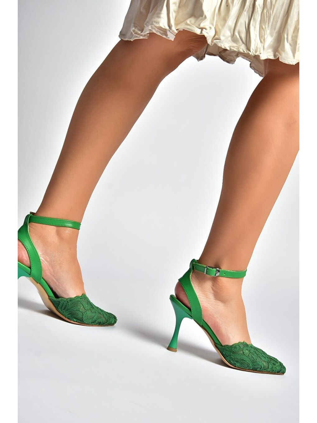 Yeşil Kadın Topuklu Ayakkabı Y752044206-1