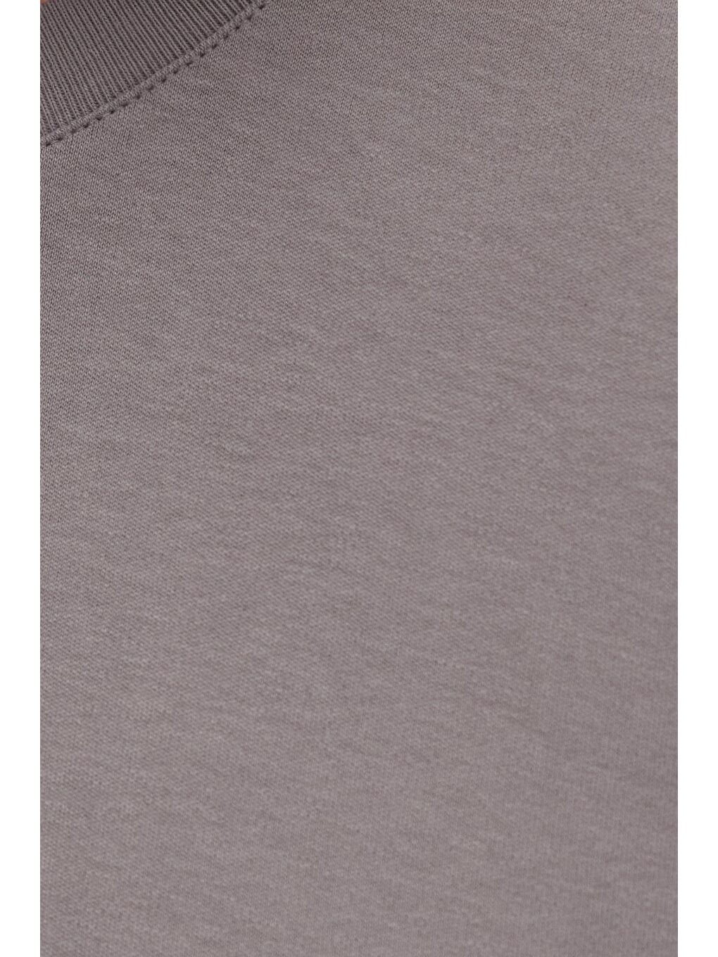 Unisex Relax Fit Rahat Kesim %100 Pamuk Yumuşak Dokulu Hafif Kalın Gri Bisiklet Yaka Tişört-5