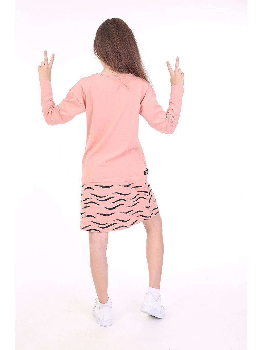 Mercan Kız Çocuk Baskılı Elbise-2