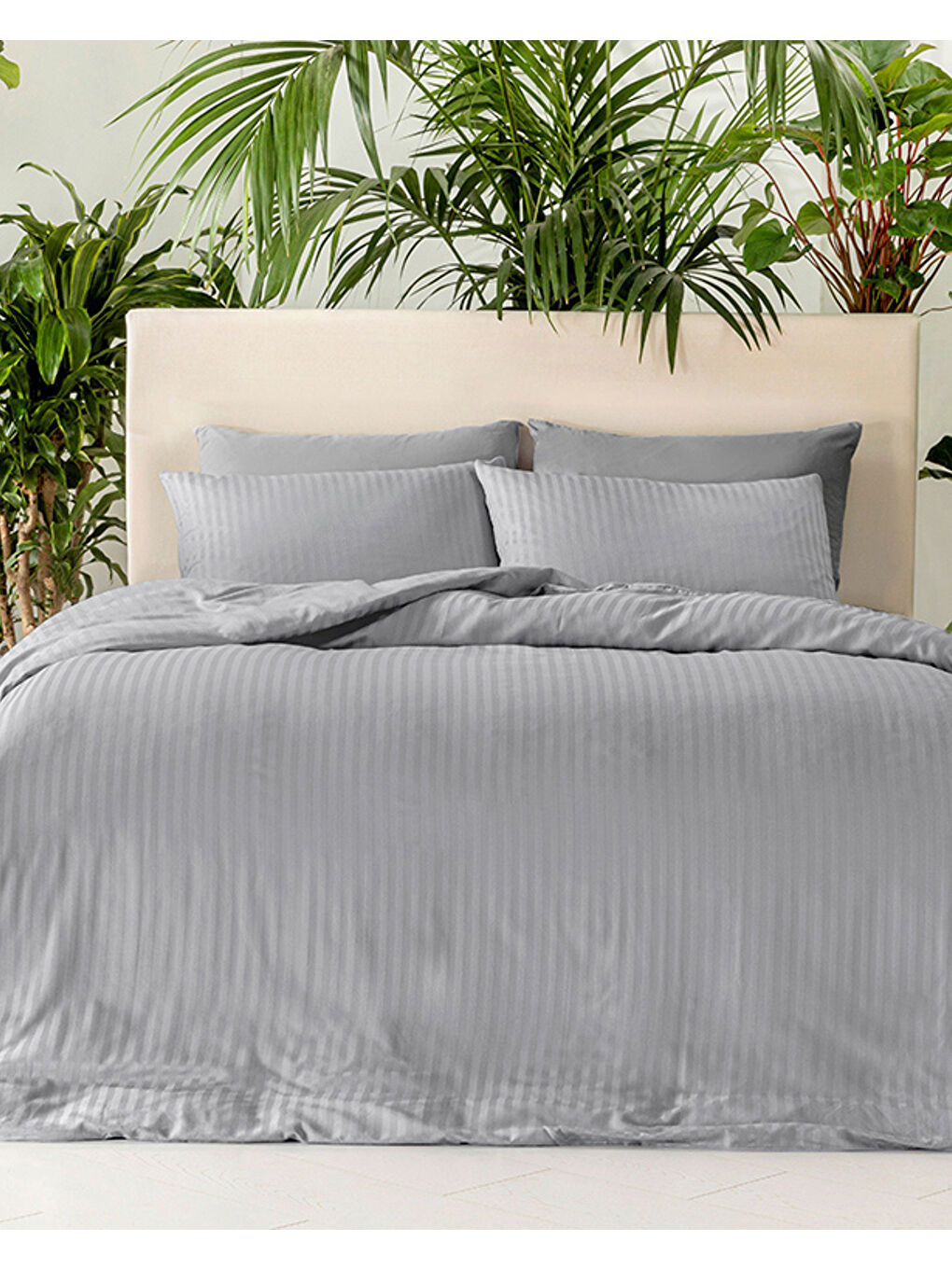 Crystal İpeksi Twill King Size Nevresim Takımı Gri