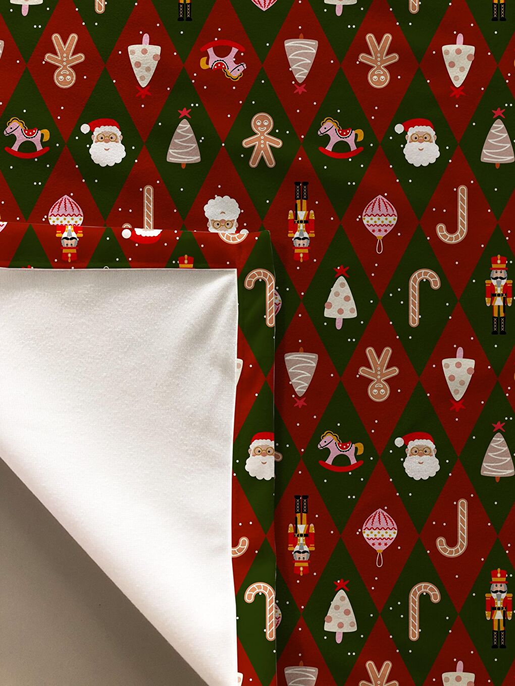 Karışık Yılbaşı Desenli Kadife Doku Masa Örtüsü-1