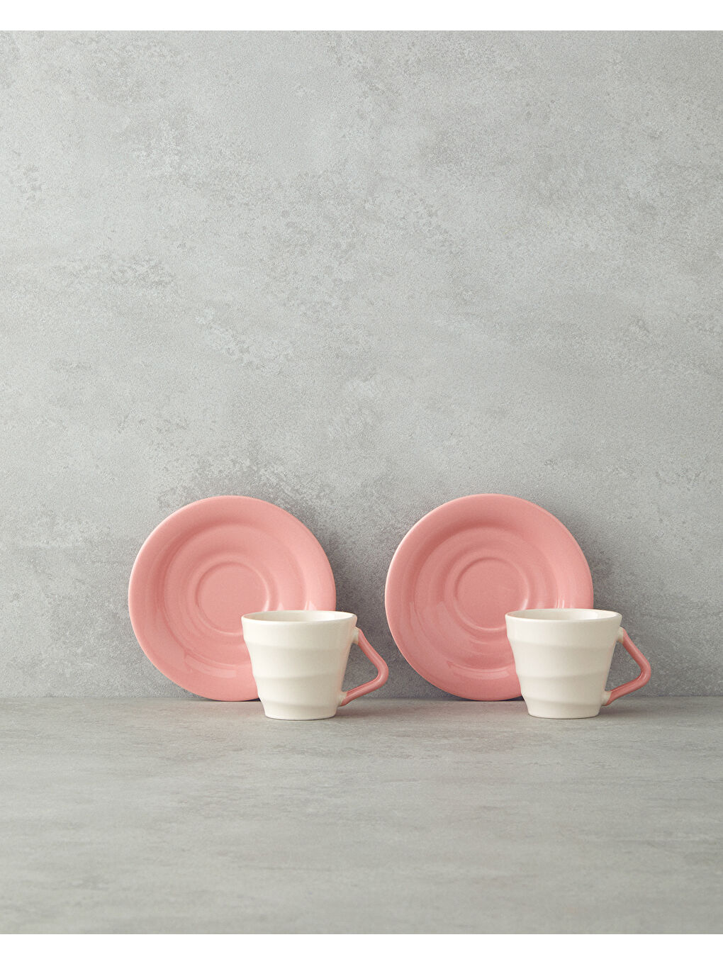 Valora Seramik 4 Parça 2 Kişilik Kahve Fincan Takımı 90 ml Pembe-1