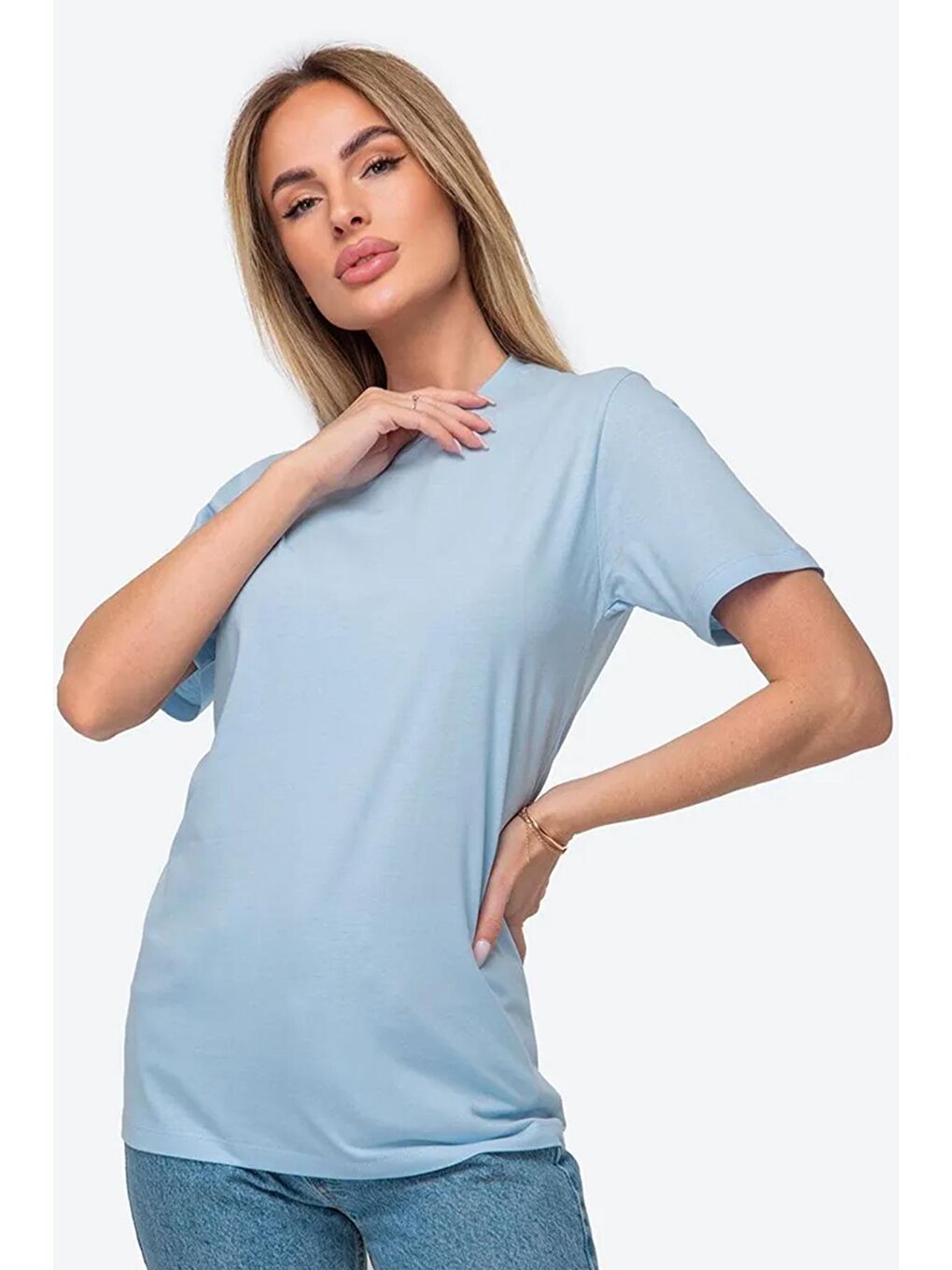 uyguntarz Bebek Mavisi Pamuklu Oversize Basic Tshirt