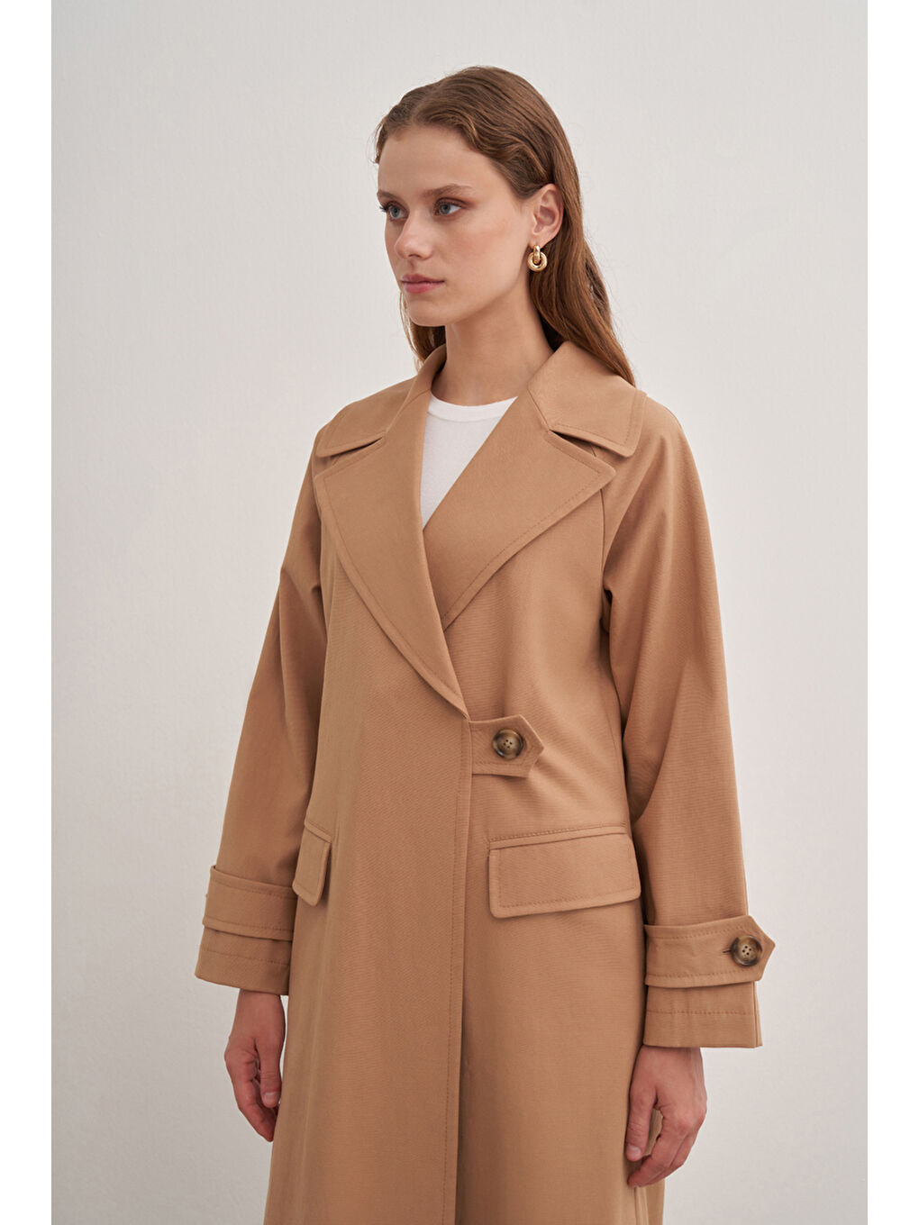 Kahverengi 7177111 Tek Düğmeli Pardösü-3