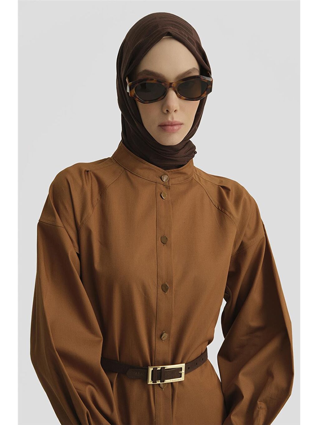 Kahverengi Kolu Pileli Hakim Yaka Tunik 25Y4612 Taba-3