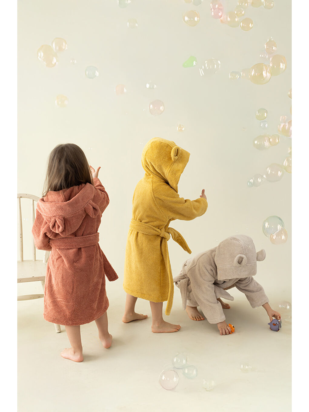 Tiny Bear Organik Pamuk Çocuk Bornoz Bej-3