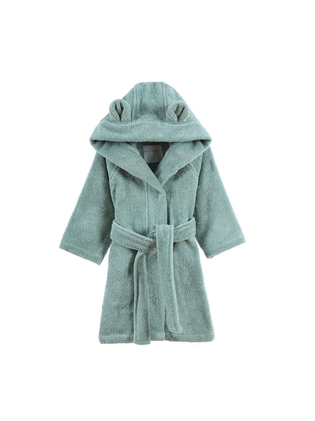 Yeşil Tiny Bear Organik Pamuk Çocuk Bornoz Mint-1