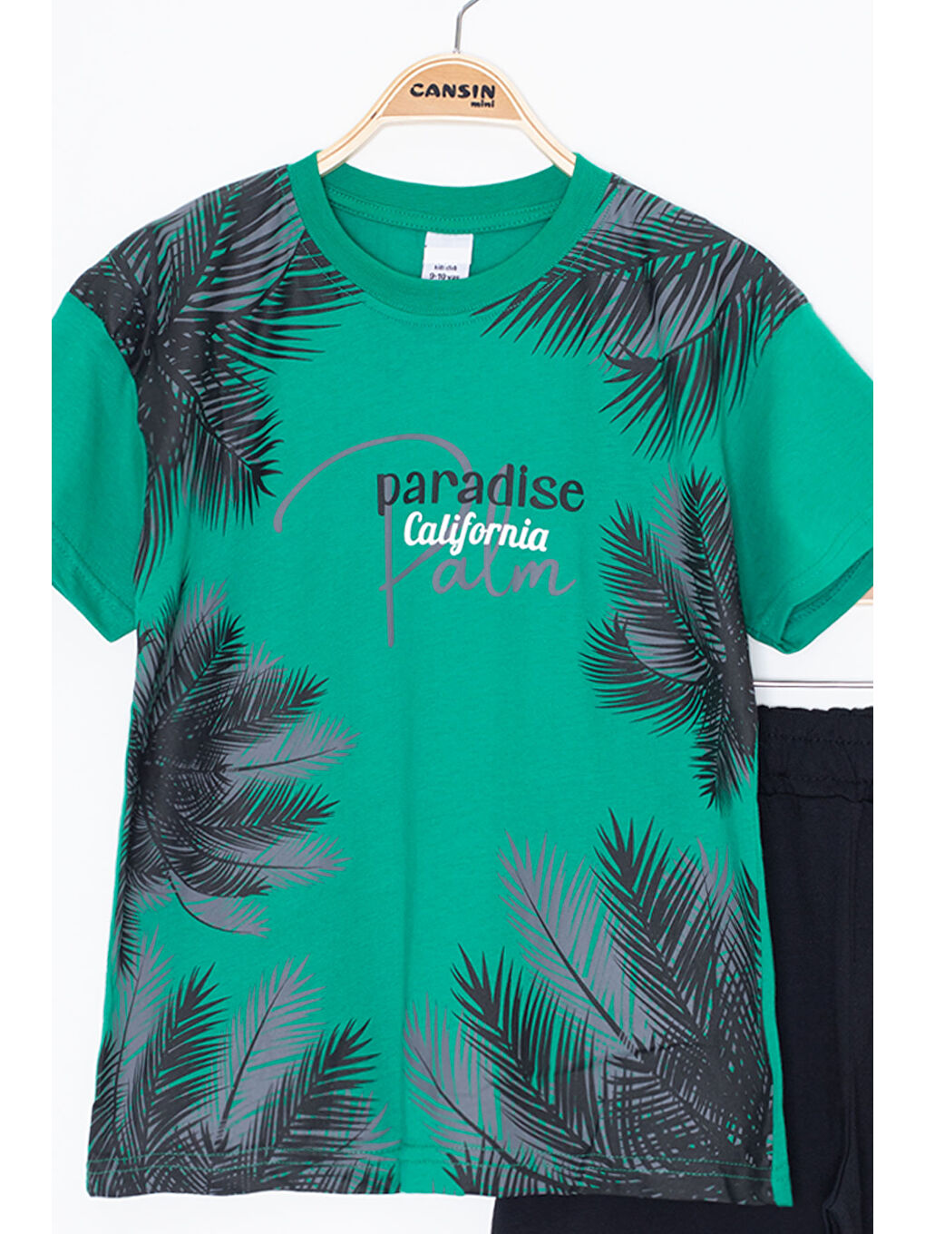 Yeşil Paradise Yazılı Erkek Çocuk Şortlu 2li Takım 20642-1