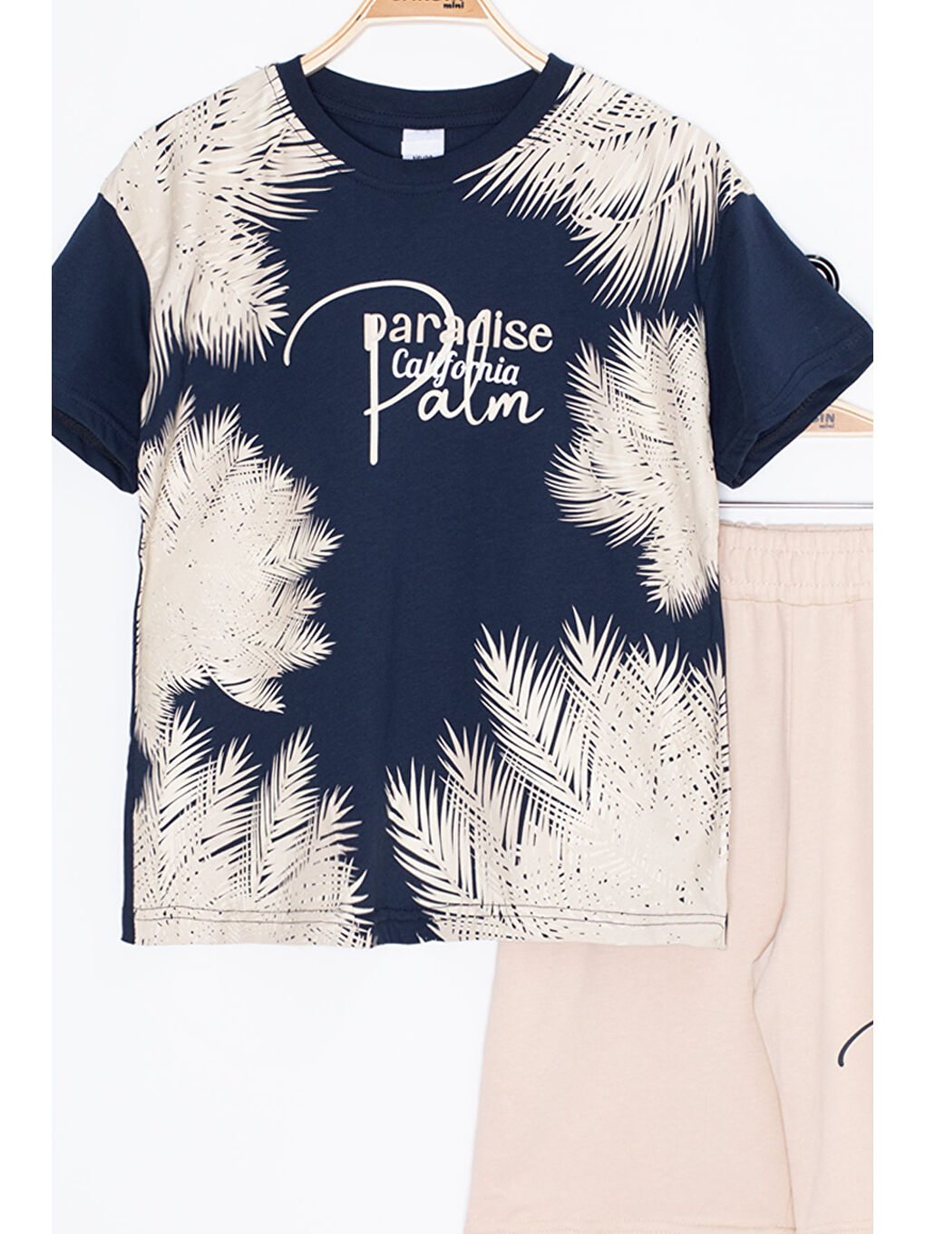 Lacivert Paradise Yazılı Erkek Çocuk Şortlu 2li Takım 20640-1