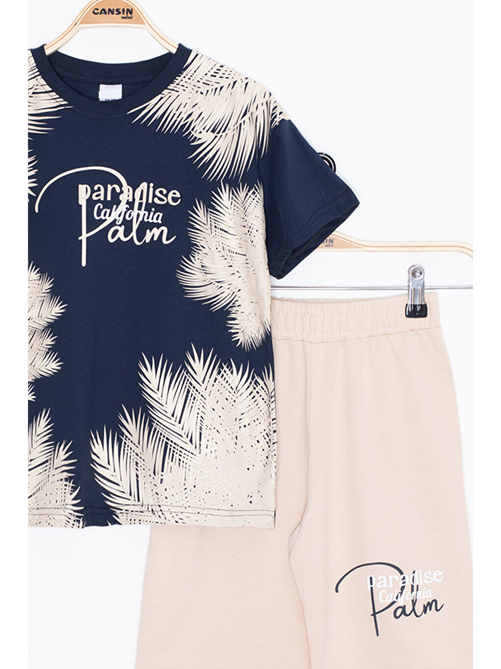 Lacivert Paradise Yazılı Erkek Çocuk Şortlu 2li Takım 20640-2