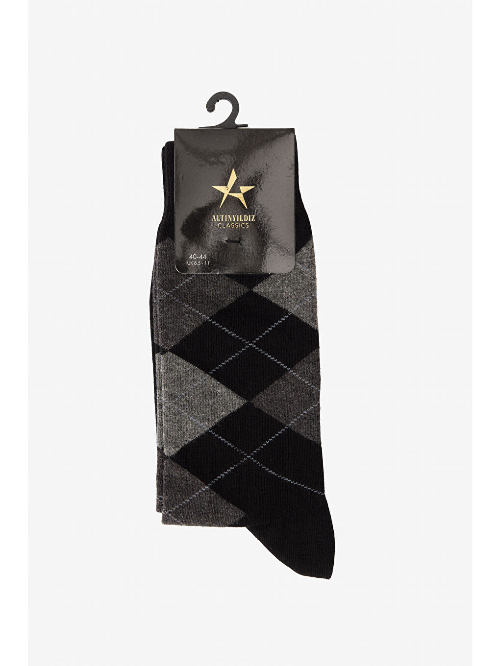 Erkek Siyah-Antrasit Desenli Bambulu Soket Çorap