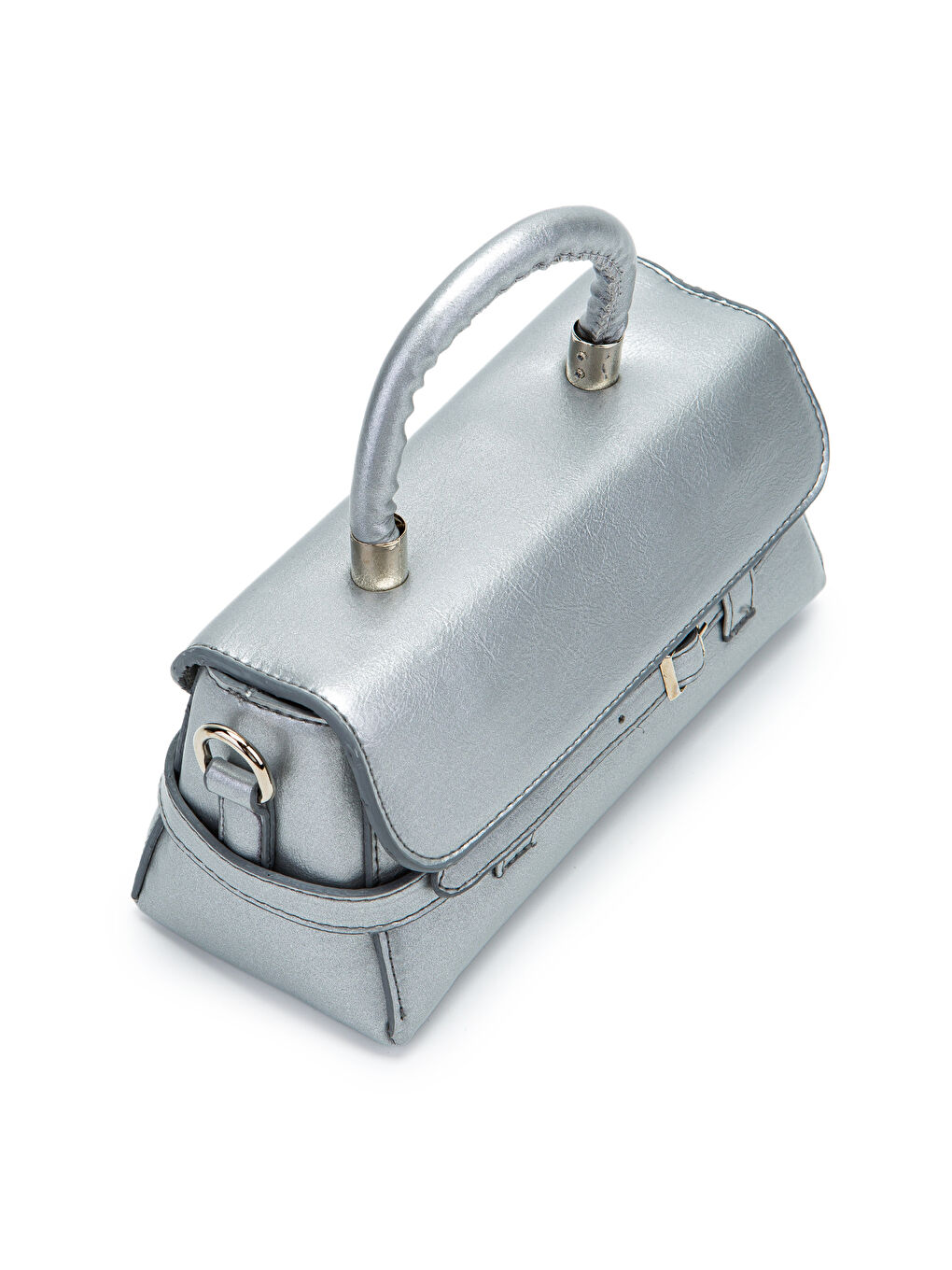 Gri Kemer Detaylı Suni Deri Kadın Çapraz Çanta Nora Silver-2