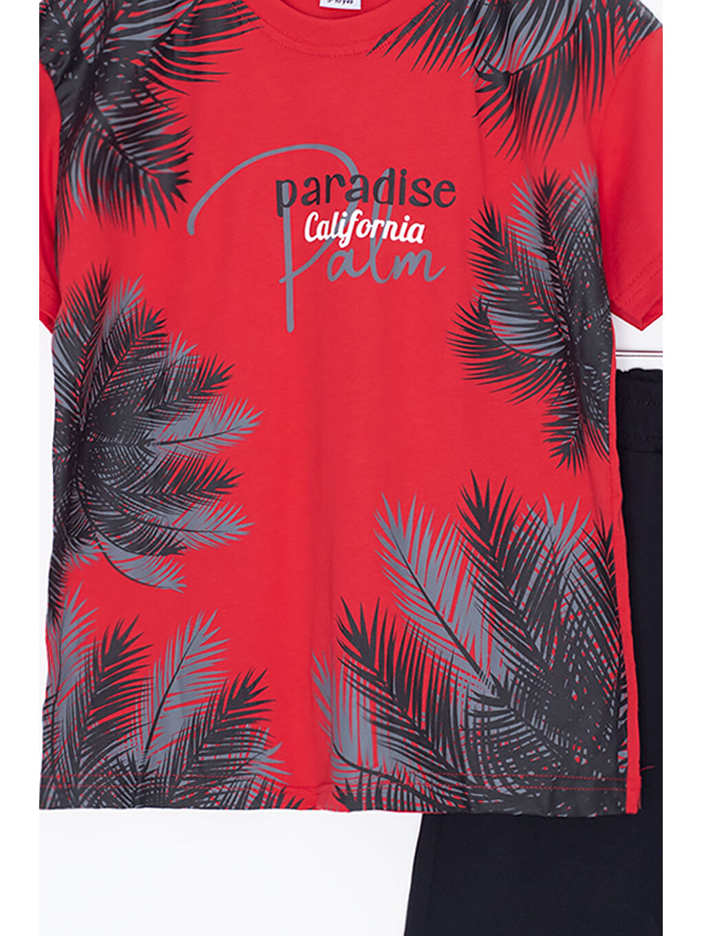Kırmızı Paradise Yazılı Erkek Çocuk Şortlu 2li Takım 20643-1