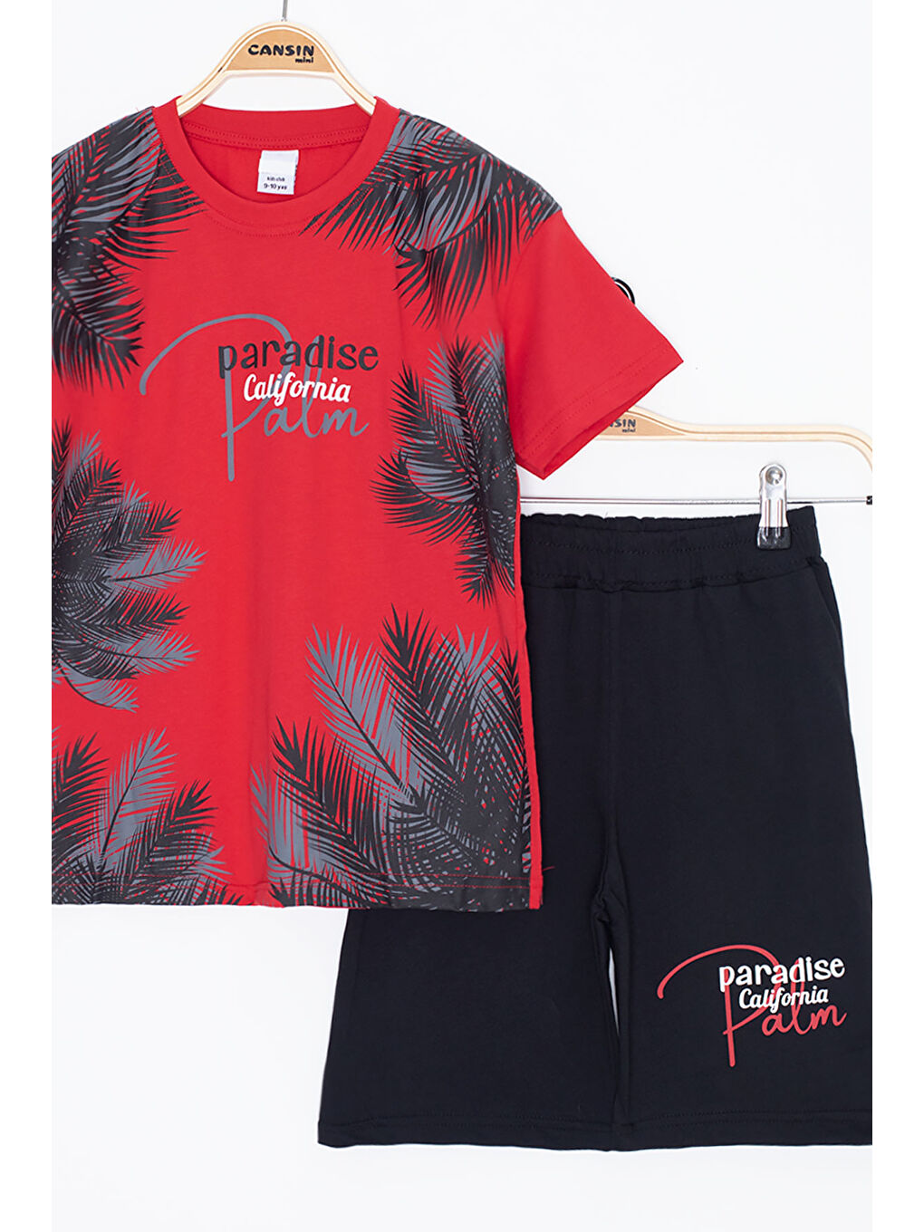 Kırmızı Paradise Yazılı Erkek Çocuk Şortlu 2li Takım 20643-2