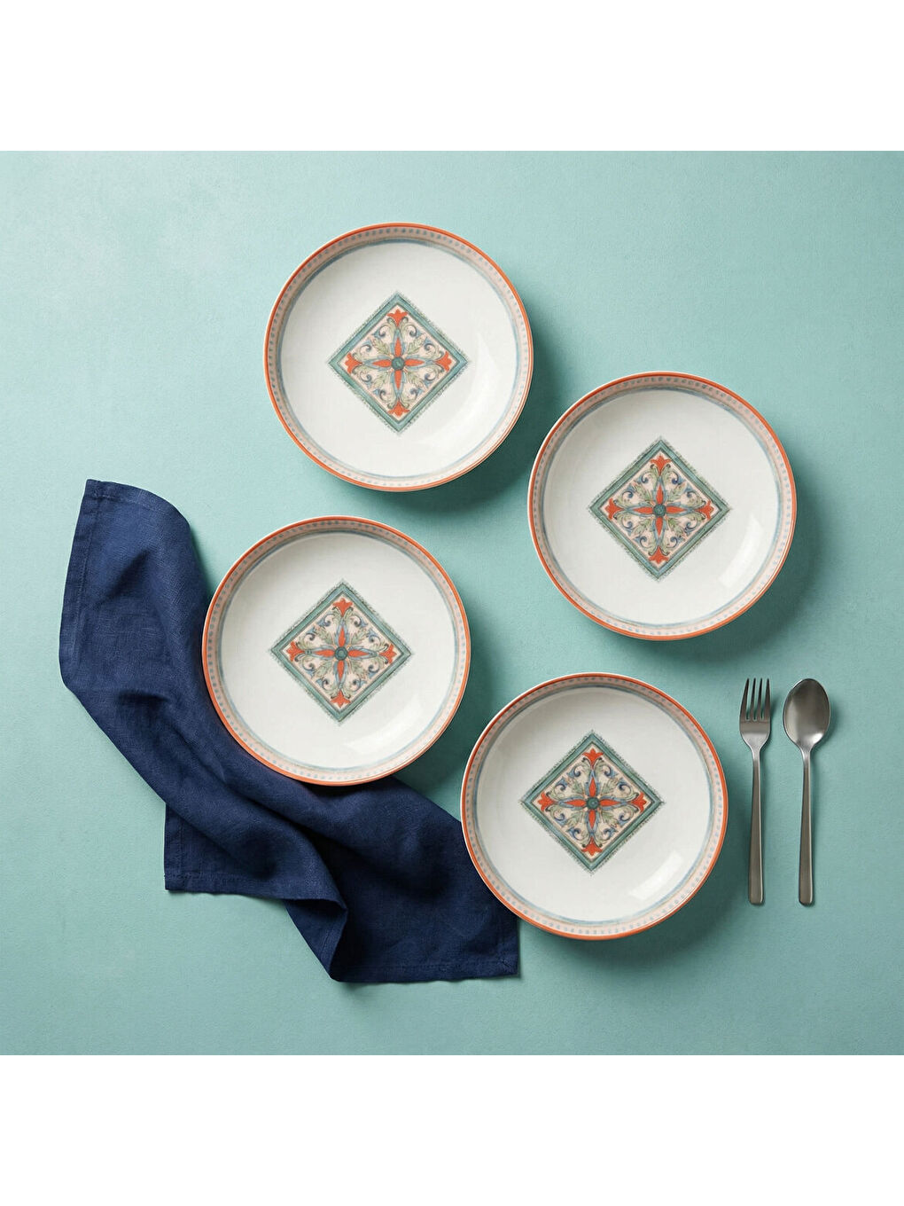 Ekru Camelia Rustik 4 Kişilik Çukur Tabak 3033-1