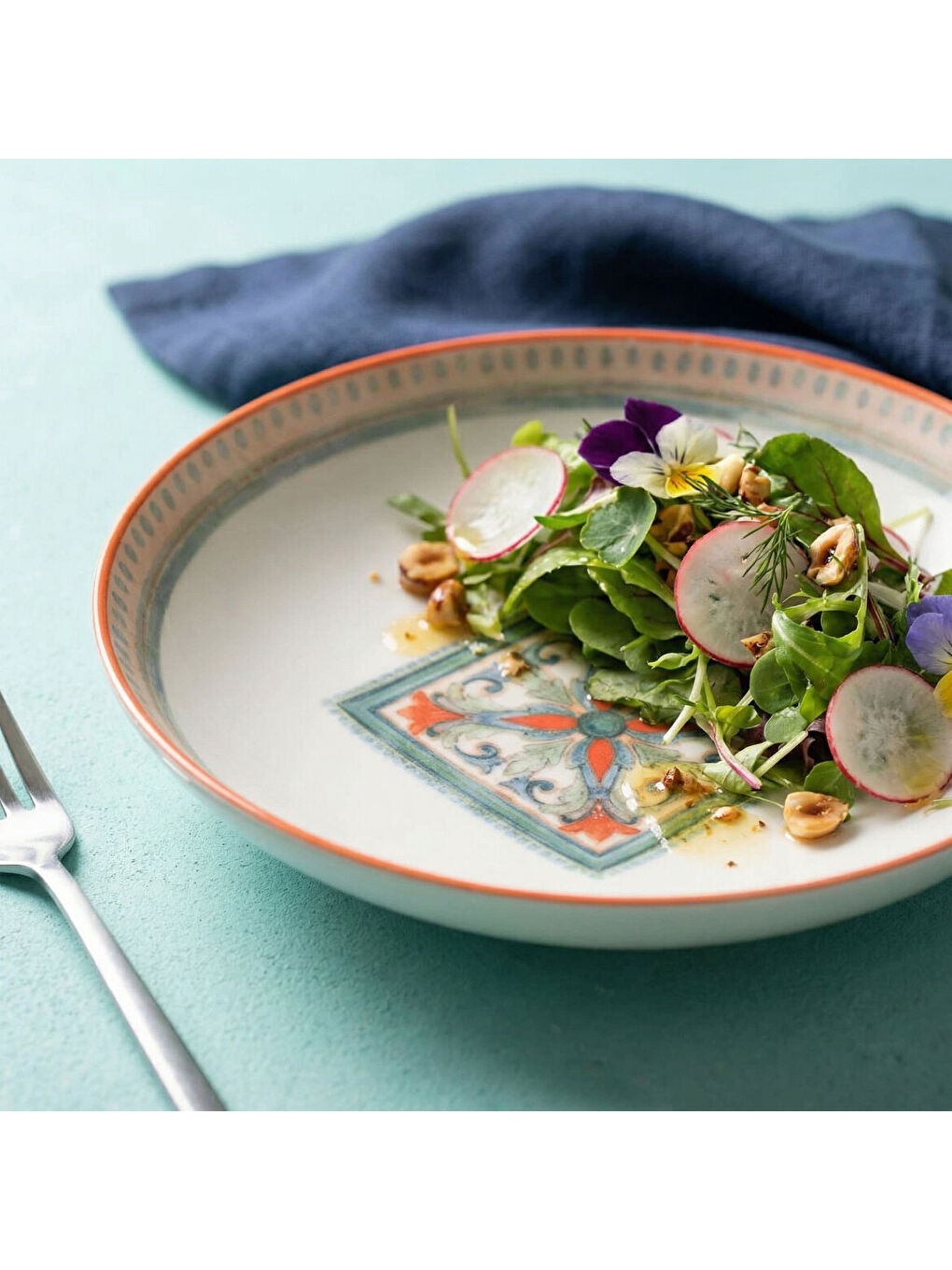 Ekru Camelia Rustik 4 Kişilik Çukur Tabak 3033-2