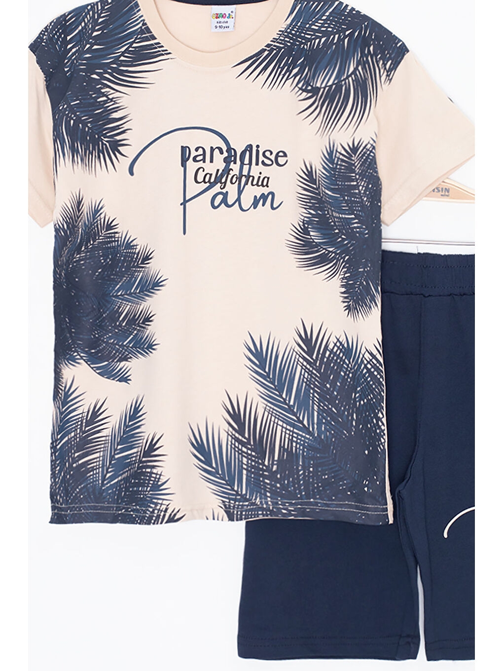 Ekru Krem Paradise Yazılı Erkek Çocuk Şortlu 2li Takım 20641-1