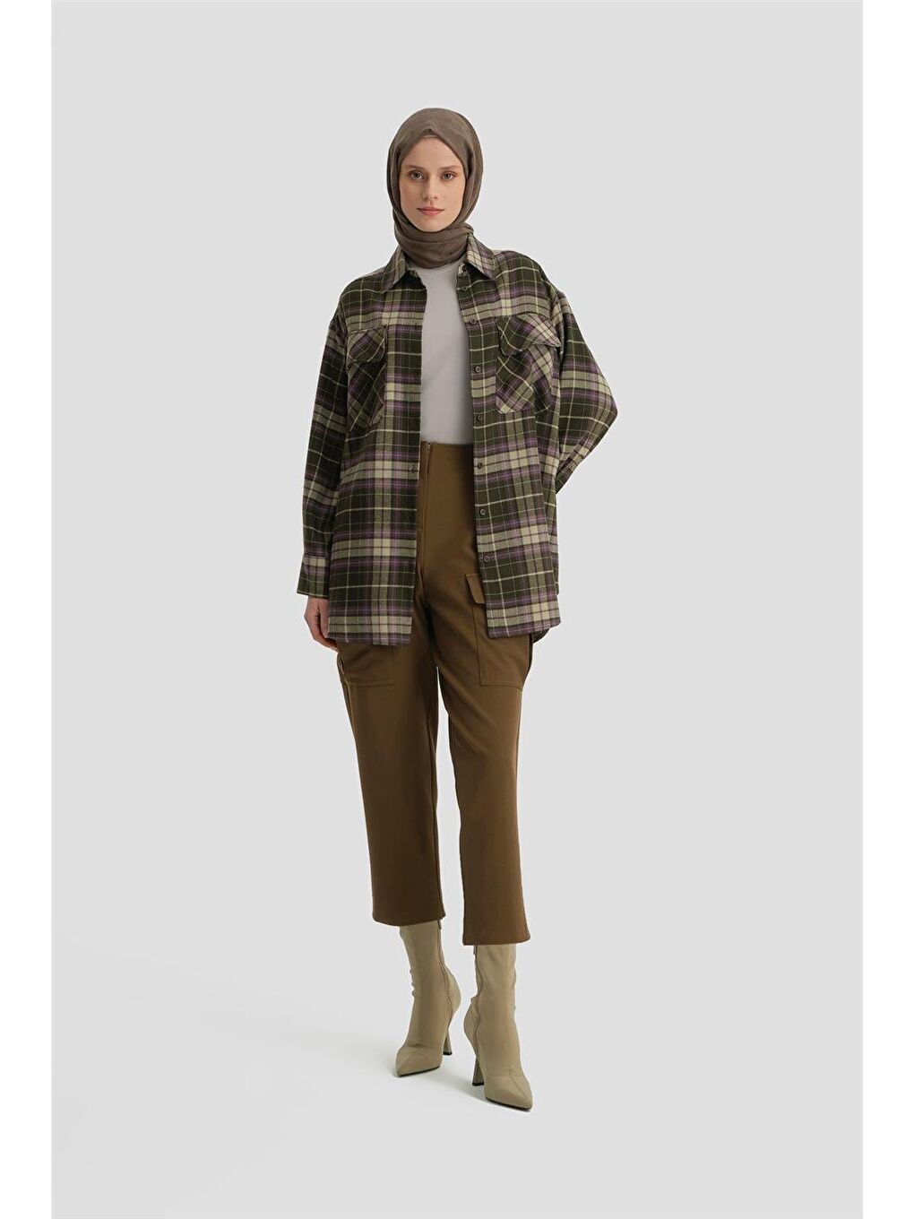 Kapaklı Cepli Oduncu Gömlek Ort3637 Haki-1