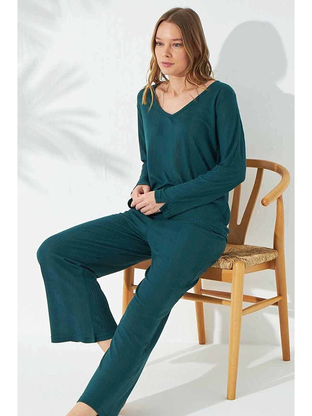 Yeşil Soft Touch Ince Örme Pijama Takım