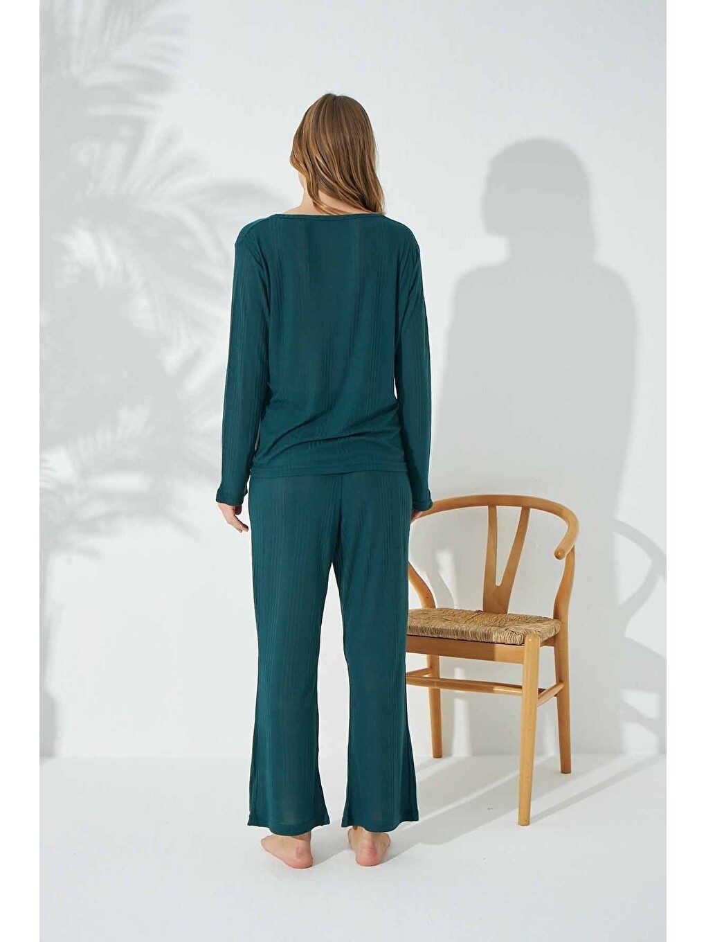 Yeşil Soft Touch Ince Örme Pijama Takım-2