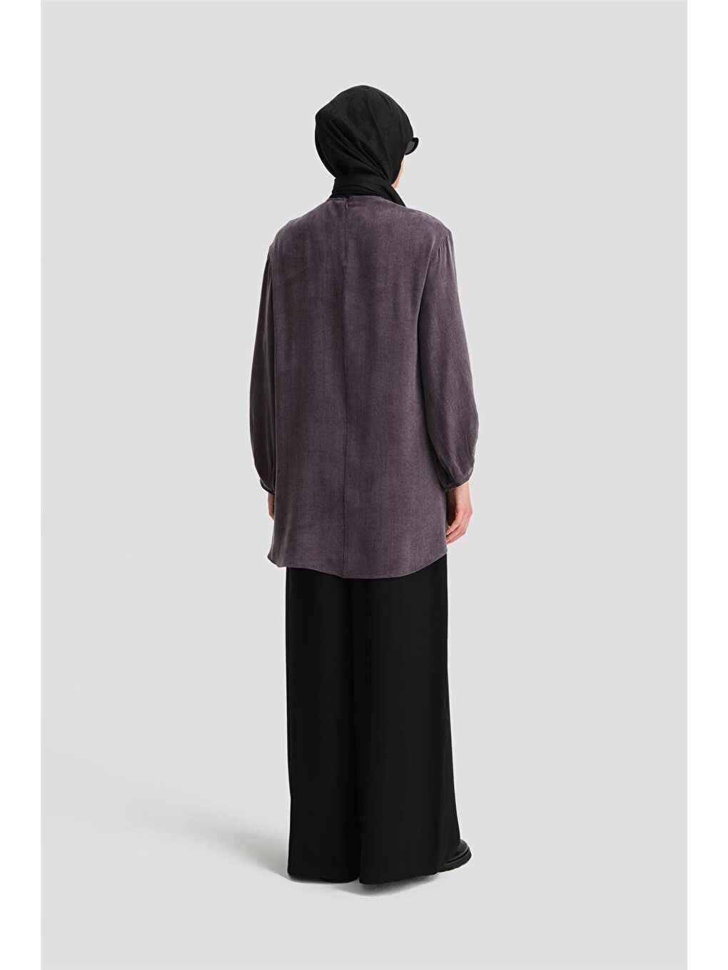 Simli Çiçek Aplikeli Cupra Tunik 24K4303 Mor-5