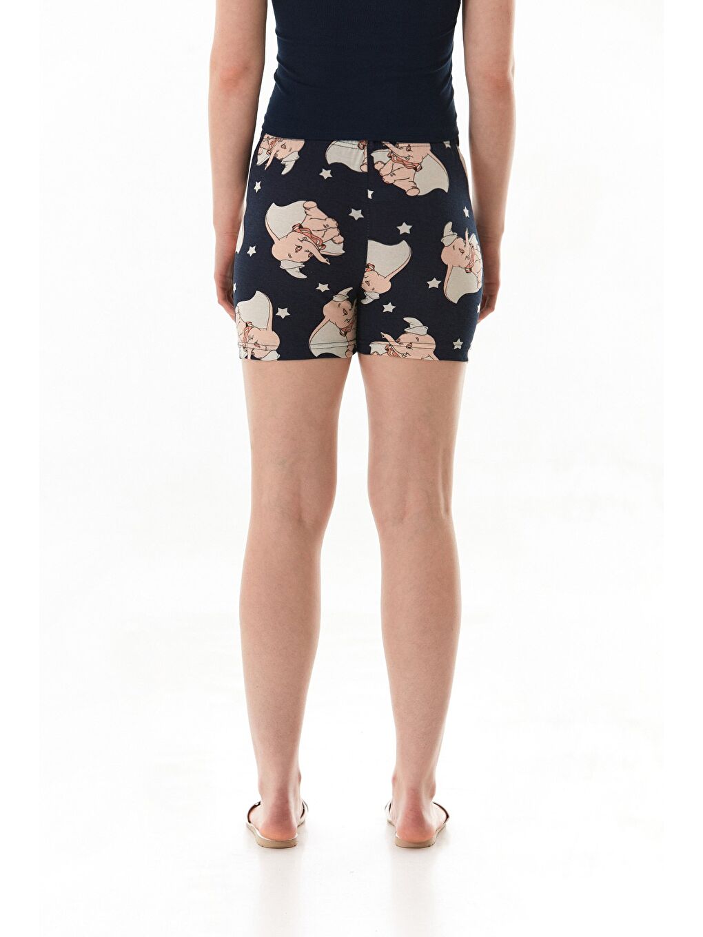 Mavi Fil Baskılı Beli Bağcıklı Şort-2