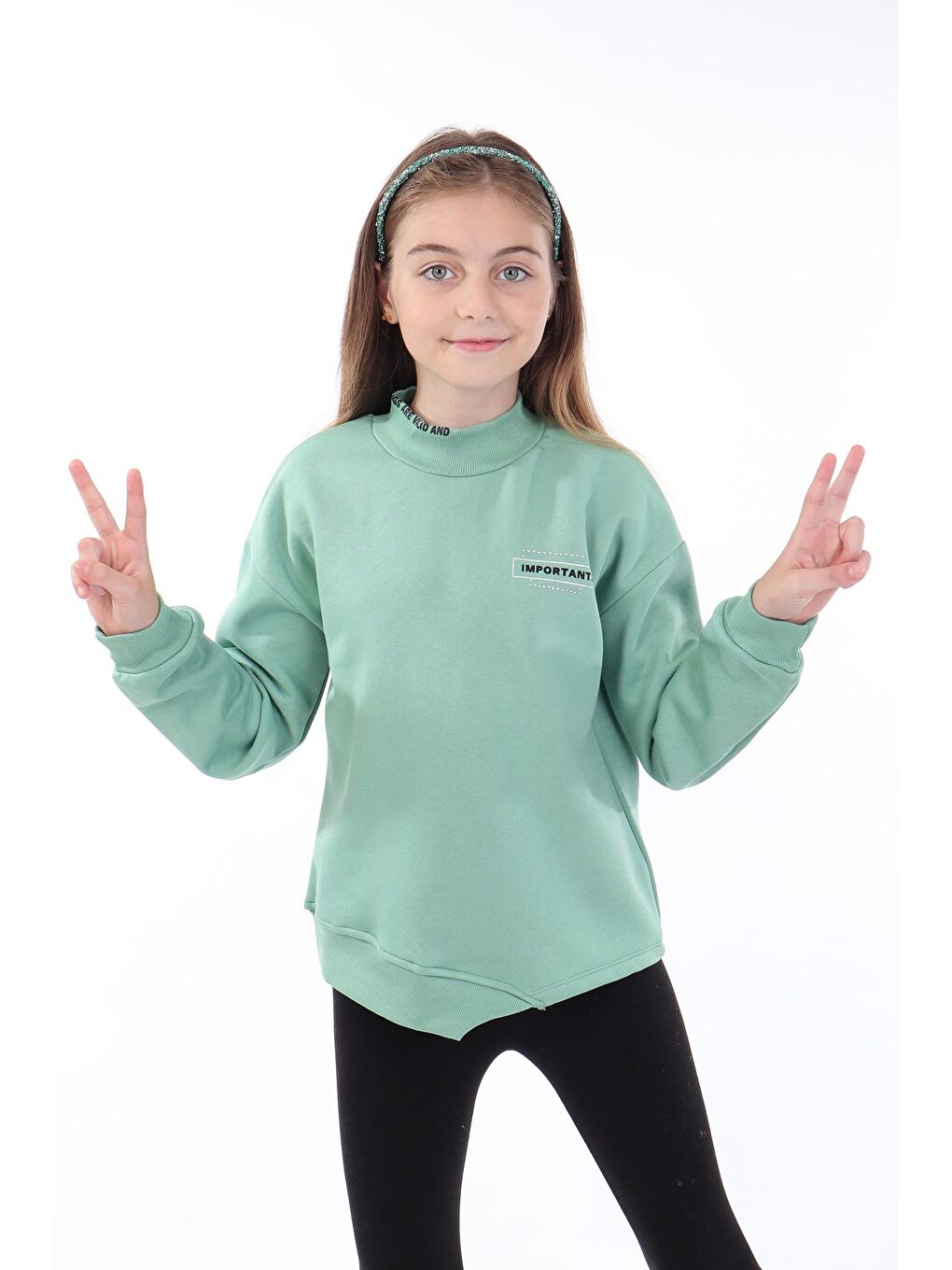 Toontoykids Yeşil Kız Çocuk Baskılı Sweatshirt