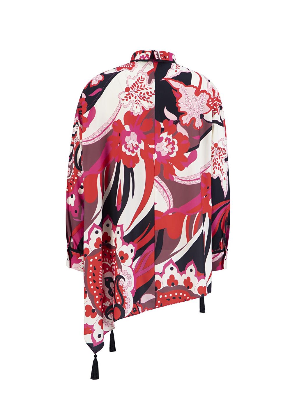 Karışık Desenli Asimetrik Bluz 24K3623 Kırmızı-6