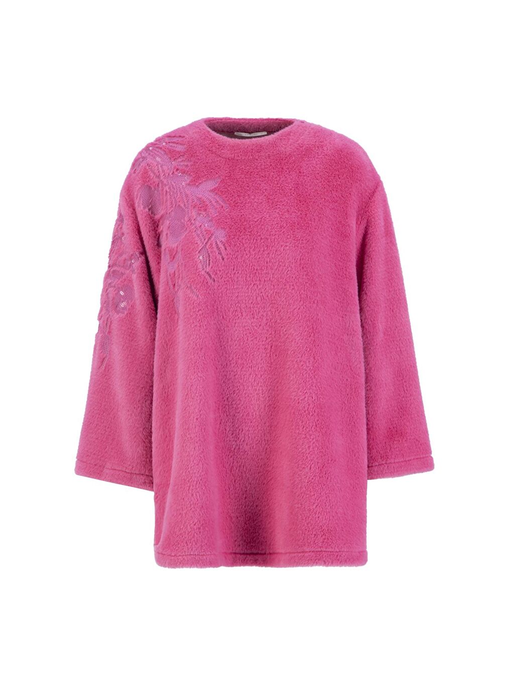Nakış Detaylı Pelüş Tunik 24K4304 Pembe-3