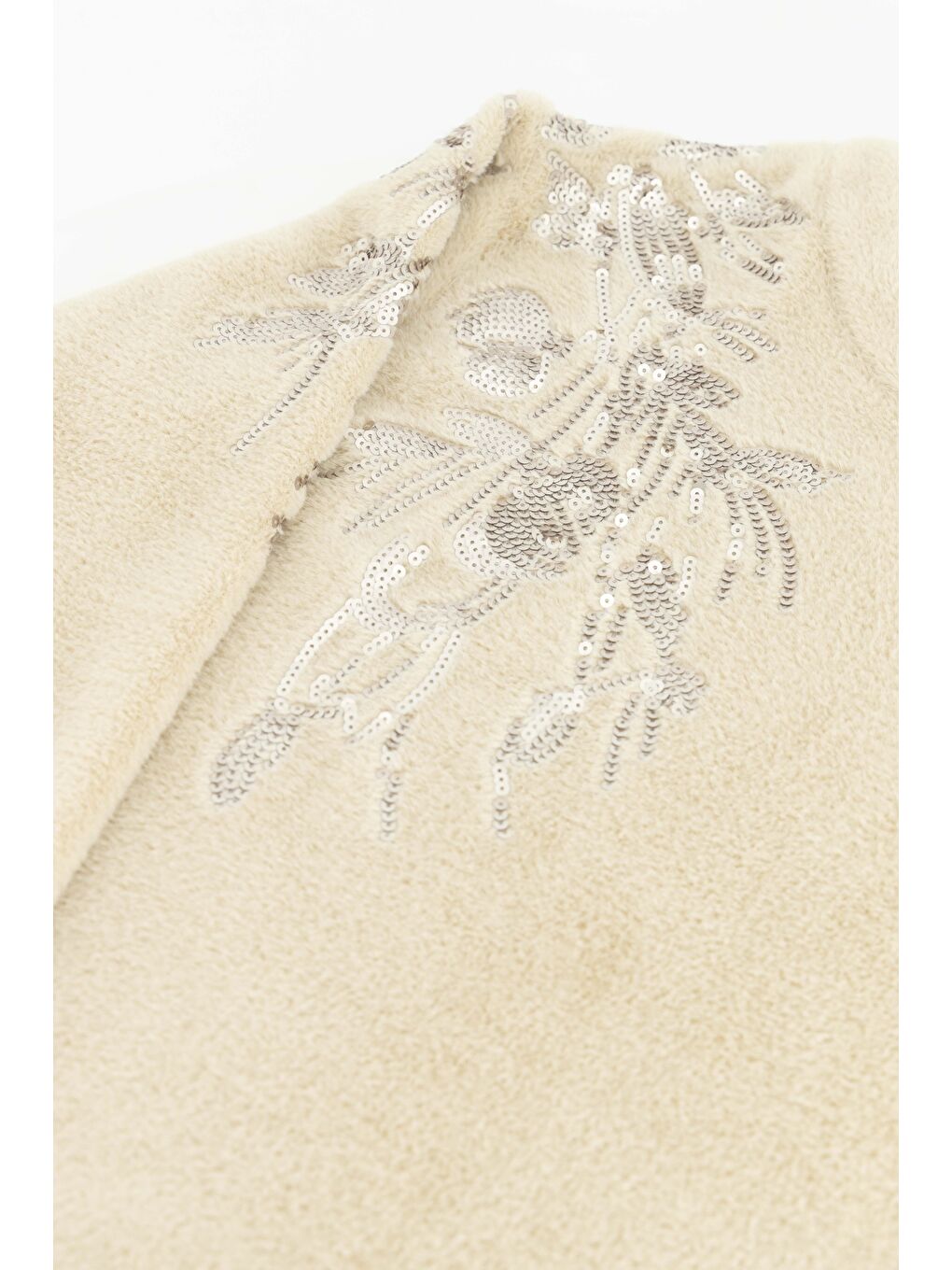 Bej Nakış Detaylı Pelüş Tunik 24K4304 Aytaşı-5